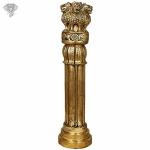 Kalakrithi Brass Ashoka Pillar with 4 Lions 8.9 x 35.6 cm