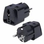 MX Conversion Plug Europe Type Schuko Plug to Universal Socket and 2 pin Socket Worldwide Travel Adapter-Black (MX-3463) Pack of 2