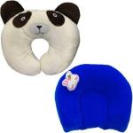 Chinmay Kids Combo of New Born Baby Soft Head Support Pillow with Mustard Seeds & Baby Soft Neck Support Pillow for Head Shaping (0-12 Months, Pack of 2) (Blue- White)