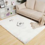 LUXE HOME INTERNATIONAL Ruffle Bath Mat Rabbit Fur 1000 GSM Anti Skid