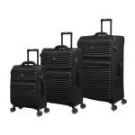 it luggage Precursor-Black-Set of 3-81cm,71cm, 55cm Expandable Soft case 8 Wheel Trolley Bag Luggage Trolley Large Suitcase Cabin and Check-in Luggage