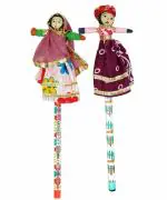 RICH ART AND CRAFT - Wood Jaipur Rajasthani Puppet Pencil (Set Of 10)