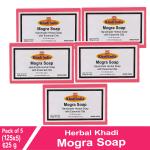 Herbal Khadi Natural Mogra (Jasmine) Handmade Luxury Soap with Premium Natural Extracts that Nourishes & Hydrates Skin Cruelty Free & Vegan (Pack of 5) (625 g)