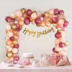 SPECIALYOU.IN Multicolor Balloons Birthday Decoration Items Kit for girl & boy includes Peach, Burgundy, Metallic Gold and Rose gold balloons with Happy Birthday Banner- 53 Items