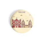 Dhcrafts Brown Metal Indore Printed Fridge Magnet, 5.8 Cm