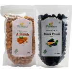 Farmbean Dry Fruits Combo Pack of 2-450 Gms|Black Raisin 250gms, Almond 200gms| Healthy Sweet Treats| Rich in Calcium, Antioxidant, Fibers and Vitamin K | Vegan, Non-GMO & No Preservatives