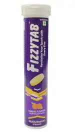 Fizzytab Multivitamin effervescent Tablet daily for men & women- Fitness & Immunity with 25 vitamins & Minerals,Sugar free, 100% veg,20 orange flavoured Tablet pack of 1