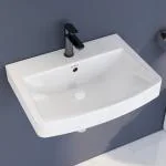 Plantex Platinium Ceramic Rectangular Wall Hung Basin/Washbasin for Bathroom/Wall Mounted Wash Basin/Sink for Living Room(Glossy White)