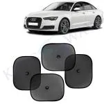Kingsway Car Curtain Sticky Sun Shade Universal Use for Audi A6, 2015 Onwards Model, Color : Black, Mesh, Pack of 4 Piece Car Sun Shades Blinds Cover