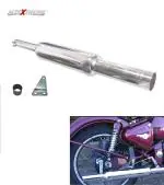 AllExtreme EX043 Short Bottle Empty Mini Punjabi Silencer Exhaust with Bush Compatible for BS3 and BS4 Model Royal Enfield Bullet 350cc and 500cc (Chrome)