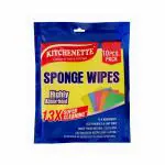 Kitchenette Highly Absorbent Cellulose and Cotton Sponge Wipes for Kitchen Pack of 10 Pieces | Multipurpose, Washable, Reusable, Cleaning Wipes (180 mm x 200 mm)