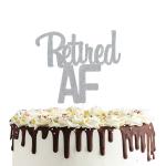 Festiko Retired Af Cake Topper, Double Sided Silver Glitter Happy Retirement Offcially Retired Party Decorations