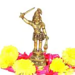 Aalayam Selveer Handmade Brass Madurai Veeran Statue (7.5 x 4.5 cm)