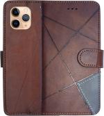 SUPER ME IPhone 11 Pro Max Brown Leather Dual Protection Flip Cover