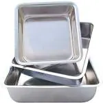 DiBha Silver Aluminum Square Shape Cake Baking Tin/Mold, Set of 3 (6,7 and 8 inch)