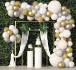 RG Accessories White, Gold, Silver Solid Balloon Garland Kit For Birthday, Wedding, Engagement Balloon (Pack Of 66)