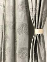 Ultica Fab Long Crush Curtains for Long Door 9ft Set of 3 | Printed Panel and Drapes for Home Office Decor | Eyelet Curtains for Living Room Bedroom Kitchen, 4 x 9 Feet, 3_Grey