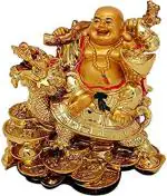 APNA KANHA Laughing Buddha Sitting On Dragon blessing Good Luck Decorative Showpiece