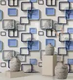 RoseCraft 3D Self-Adhesive Wallpaper Wallsticker for Living Room/Bedroom Peel and Stick(Large Size-28 Sqft/Roll) Color-Blue/White