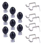 K D ENTERPRISE Black Stainless Steel Curtain Bracket Rod Ends And Finials For Doors And Windows Accessories For 1 Inch Rod (Pack Of 4 Pair-Black
