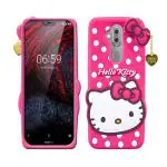 RUPELIK (Hello Kitty Nokia 7.1 Plus Pink) Hello Kitty Rupper Back Case Cover |3D Cute| Soft Silicone Back Cover with Pendant Compatible for Nokia 7.1 Plus (Pink)
