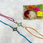 Mahi Combo of 2 Evil Eye and Tortise-Shaped Rakhis with Meena Work Enamel for Bhaiya, Brother, Bhai, Bro (RCO1105688G)