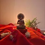 Blissful Decors Handicraft Small Metal Gold Plated Buddha Idol for Mandir Temple Puja Home Decor Office Showpiece