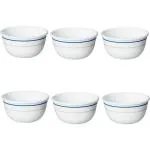 CORELLE Livingware Double Ring 177 ml Katori Pack Of 6 Glass Serving Bowl (Multicolor, Pack of 6)