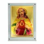 Hawai Gold Plated Jesus Christ Photo with Transparent Acrylic Magentic Tabletop Home Décor Religious Photo Frame, 8x5.8 inch Frame SFDI00143_ACRYLIC