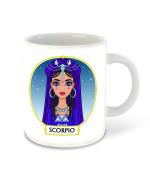 Whats Your Kick Scorpio Girl Cartoon with Star Background Design Printed White Ceramic Coffee Mug and Tea Mug 325ml