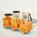 Metal Shopping Cart Shape Platter Trolley (Yellow Color)