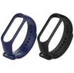 Estrenar Mi Band 3 Strap - Mi Band 4 Strap Original Soft Silicone Adjustable Replacement Wristband Straps, Belt, Bands for Xiaomi M3 & M4 Fitness Band (Black, Navy Blue - Pack of-2)