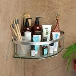 Fortune Aluminium Glass Multipurpose Kitchen Glass Bathroom Shelf Wall Mounted Storage Rack Bathroom Rack Storage Box Bathroom Accessories- (9 X 9 Inch)