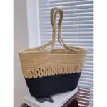 SHF Attractive Women Hand bag | large Tote Bag | Summer Bag | Bucket Bag | Basket Bag |Bamboo Tote | Beach Bags for Women | Boho Bag | Handbag | Jute Bag | Handmade Bag Pack of 1 Piece Size Medium