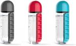 VVG TRADERS Blue, Red, Black Pill Organizer Water Bottle With Weekly 7 Compartments (Pack Of 3)