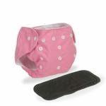 Chinmay Kids Plain Diapers With Black Inserts | Size Adjustable Baby Cloth Button Diaper - Washable/Reusable Nappies for Infants & Toddlers , 8 X 8 inch, Pink