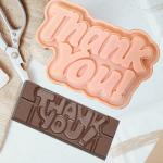 BAKEMO Thank You Mold Chocolate Letters Silicone Mold Biscuit Mould Candy Fondant Mold Pastry Making Cake Decorating Letters Mold for Making Pudding, Ice Cream, Desserts (pack of 1)