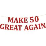 Festiko Funny 50th Birthday Party Red Banner Happy 50th Wedding Anniversary Decorations Milestone Birthday Party Decorations
