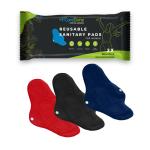 CareDone Soft and Absorbent Reusable Cloth Period Pads for Heavy Flow Leak-proof Overnight Protects, Multicolor Cloth Pads Set with Wings for Women.(Pack of 3)