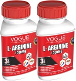 Vogue L-Arginine Tablets For Strength Stamina Performance And Muscle Growth Tablets 60 Pcs Each (Pack Of 2)