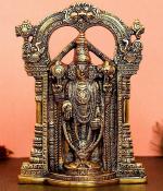 AURATUSKRAFT Tirupati Balaji Metal Statue,Sri Venkateswara Murti,Balaji Statue for Temple,Home,Office Walls &Table Decor,Gift Your Relatives On Anniversaries,Birthday,Religious Statue for Gift Article Decorative Showpiece - 24 cm (Metal, Gold)
