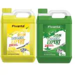 Fivanta Long-Lasting Refreshing For All Utensils Dishwashing Liquid Gel 10L (Neem 5L + Lemon 5L)