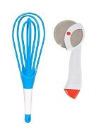 Blue Wonder Stainless Steel Apex Pizza Cutter With Solid Plastic Whisk , Egg Beater and (Multicolour, Pack of 2)