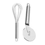 JISUN Stainless Steel Pizza Cutter & Egg Whisk/ Egg Beater for Kitchen Tool Set