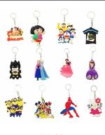 HIGAR Silver Coin Pvc Multicolor Cartoon Character Key Chains Collection For Kids (Set Of 12)