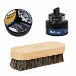 Helios Black Power Shiner Shoe Cream 199 Horse Hair Brush Care Set, Free Size