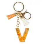 CRAFTSTUDIO Resin Alphabet Initial V letter keychain for Boys & Girls