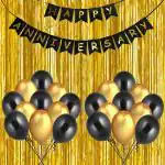 Party Midlinkerz Golden and Black Plain Rubber Happy Birthday Balloon Decoration Kit (Pack of 33)