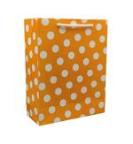 Tasche Paper Products White And Orange Paper Small Dots Printed Bags For Gifting Presents (9 x 7 3 Inch) Pack Of 80