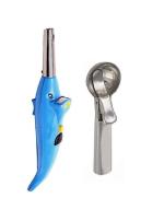Blue Wonder Dolphine Shape Electric Gas Lighter With Stainless Steel Neelu Ice Cream Scoop and Multicolour, Pack of 2